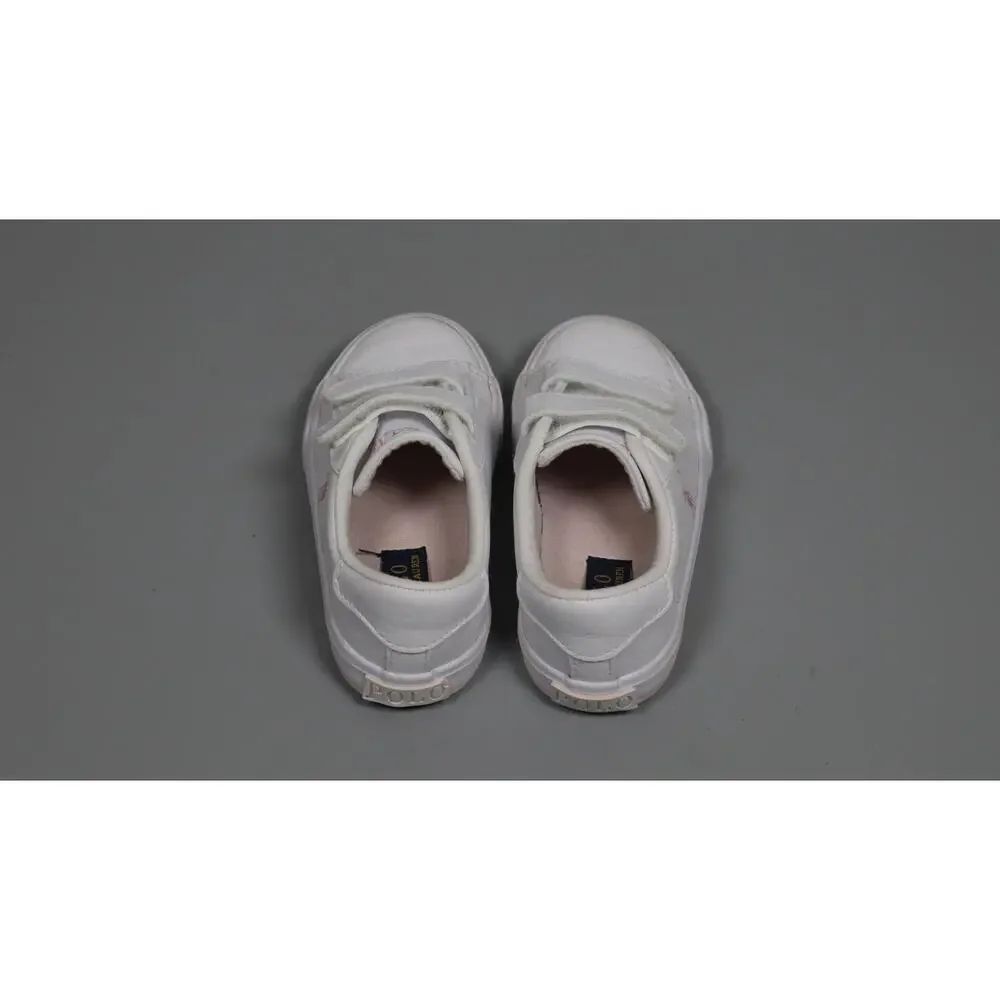 Polo Ralph Lauren Easten EZ II Kids White Pink Hook Loop Sneakers Size 7.5